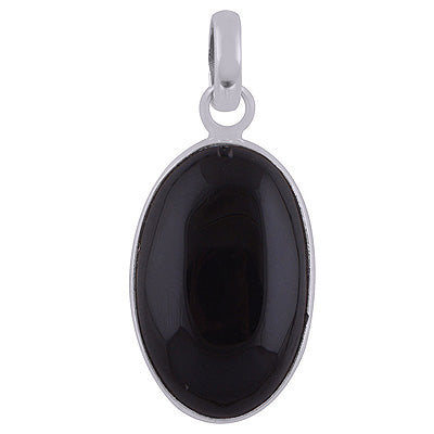 Gorgeous Plain Gemstone Black Onyx Oval Shape 925 Sterling Solid Silver Pendant - R8400029-24