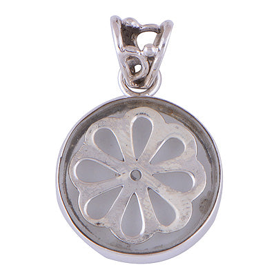 Stunning Flower In the Centre Crystal Round Shape 925 Sterling Solid Silver Pendant - R8400030-8