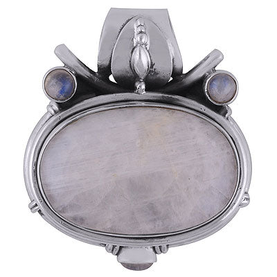 Beautiful Blue Flash Gemstone Rainbow Moonstone Round,Oval Shape 925 Sterling Solid Silver Pendant - R8400035-8