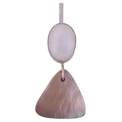 Stunning Dangle Gemstone Rainbow Moonstone,Shell Multi Shapes 925 Sterling Solid Silver Pendant - R8400036-17