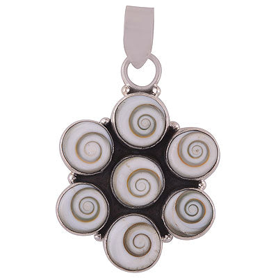 Beautifully Connected Gemstones by Rawa Work Shiva Eye Round Shape 925 Sterling Solid Silver Pendant - R8400039-21
