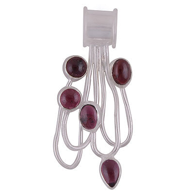 Gorgeous Abstract Gemstones Around Garnet Multi Shapes 925 Sterling Solid Silver Pendant - R8400042-21