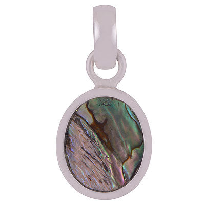 Beautifully Seated Gemstone Abalone Shell Oval Shape 925 Sterling Solid Silver Pendant - R8400043-1