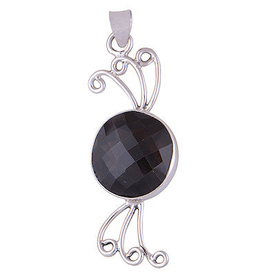 Appealing Plain Smoky Topaz Round Shape 925 Sterling Solid Silver Pendant - R8400061-2