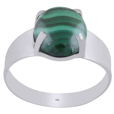 Gorgeous Men's Malachite Round Shape 925 Sterling Solid Silver Ring - R8700009-9