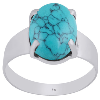 Beautiful Men's Turquoise Oval Shape 925 Sterling Solid Silver Ring - R8700010-2