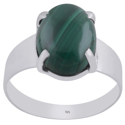 Beautiful Men's Malachite Oval Shape 925 Sterling Solid Silver Ring - R8700010-8