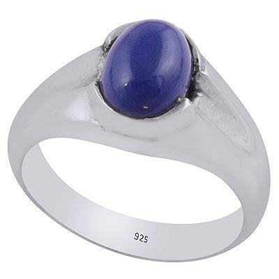 Beautifully Seated Gemstone Lapis Oval Shape 925 Sterling Solid Silver Ring - R8900003-11