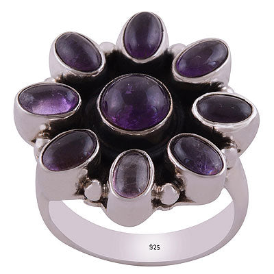 Stunning Multi Gemstone Amethyst Oval,Round Shape 925 Sterling Solid Silver Ring - R8900009-3