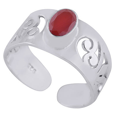 Beautiful Jali Cut Around Carnelian Oval Shape 925 Sterling Solid Silver Toe Ring - R9400138-4