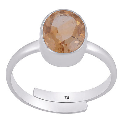 Natural Rashi Ratan Gemstone Citrine Oval Shape 925 Sterling Solid Silver Ring - R9900055-1