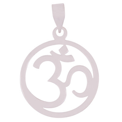 Gorgeous OM Handcrafted inside circle Silver Plated Solid Brass Pendant - main product photo (RB30480039-2)