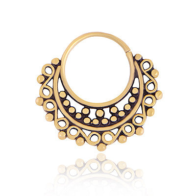 Stunning Handcrafted Work on Plain Solid Brass Nose & Eye Ring - main product photo (RB40270009-1)