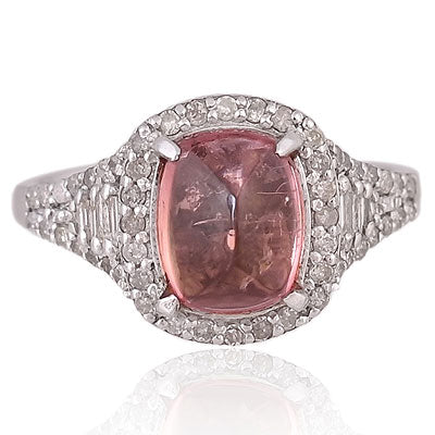 Natural Tourmaline Alluring Prong Setting Around Rectangle Shape 925 Sterling Solid Silver Ring - RE310047-1