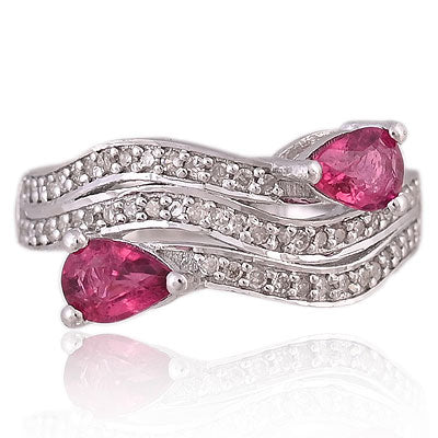 Natural Tourmaline Beautifully Designed Shank Around Pear Shape 925 Sterling Solid Silver Ring - RE310059-1