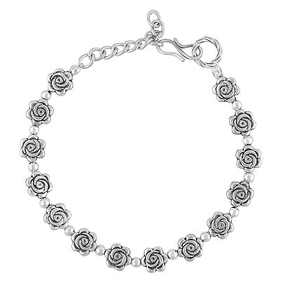 Alluring Full Of Flowers Plain German Silver Bracelet - main product photo (RG10360006-1)