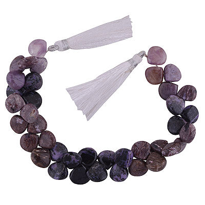 40.3gram Charoite Heart Shape Semi Precious Cabochon Gemstone Beads - RI30870020-3