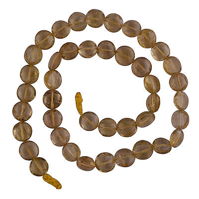 27.6gram Lemon Topaz Coin Shape Semi Precious Cut Gemstone Beads - RI30880027-6