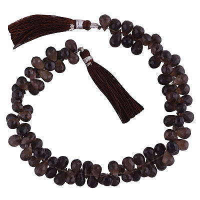 35.6gram Smoky Topaz Teardrops Shape Semi Precious Cut Gemstone Beads - RI30880029-14