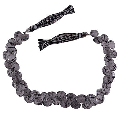 45.5gram Black Rutile Onion Shape Semi Precious Cut Gemstone Beads - main product photo (RI30880039-6)