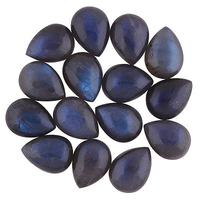 15 Pcs Pear Natural Labradorite Standard Quality Cabochon Gemstones (mm size) Lot - RS30801329-19