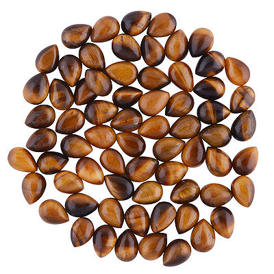 125 Pcs Pear Natural Tiger's Eye Standard Quality Cabochon Gemstones (mm size) Lot - RS30801333-13