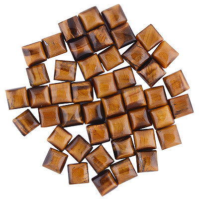 64 Pcs Square Natural Tiger's Eye Standard Quality Cabochon Gemstones (mm size) Lot - RS30801333-20