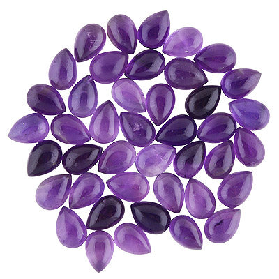 62 Pcs Pear Natural Amethyst Standard Quality Cabochon Gemstones (mm size) Lot - RS30801334-22