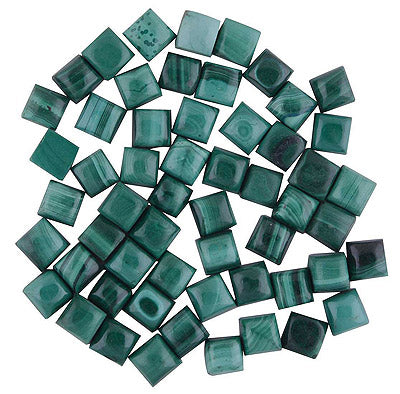 124 Pcs Square Natural Malachite Standard Quality Cabochon Gemstones (mm size) Lot - RS30801335-24