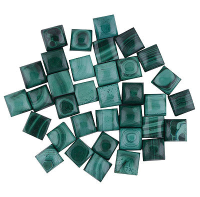 34 Pcs Square Natural Malachite Standard Quality Cabochon Gemstones (mm size) Lot - RS30801335-26