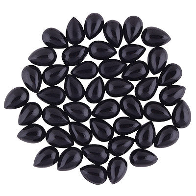 77 Pcs Pear Natural Black Onyx Standard Quality Cabochon Gemstones (mm size) Lot - RS30801337-19