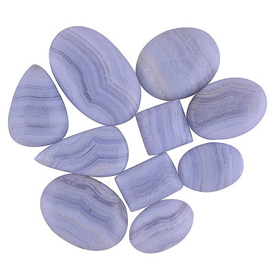 10 Pcs Natural Blue Lace Agate Standard Quality Cabochon Gemstones Free Size Lot - RS30900184-11