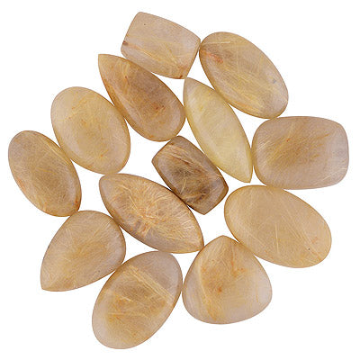13 Pcs Natural Golden Rutile Standard Quality Cabochon Gemstones Free Size Lot - RS30900184-22