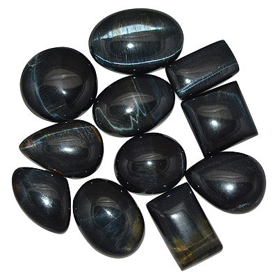 11 Pcs Natural Black Tiger's Eye Standard Quality Cabochon Gemstones Free Size Lot - RS30900184-9