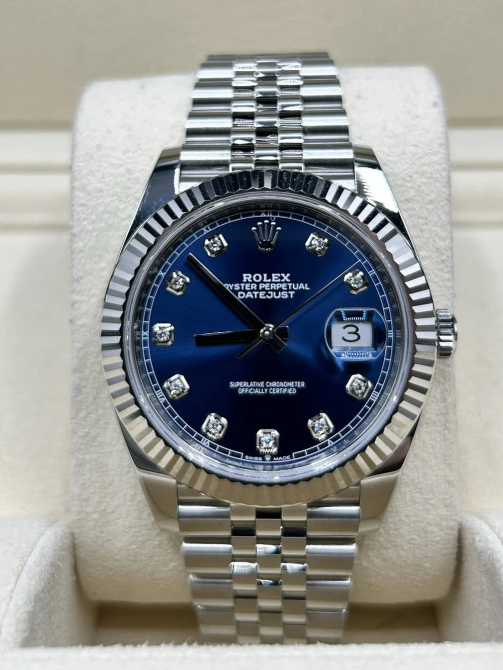 Men’s Rolex Datejust 36 126334 Blue Diamond Dial Jubilee Steel Watch