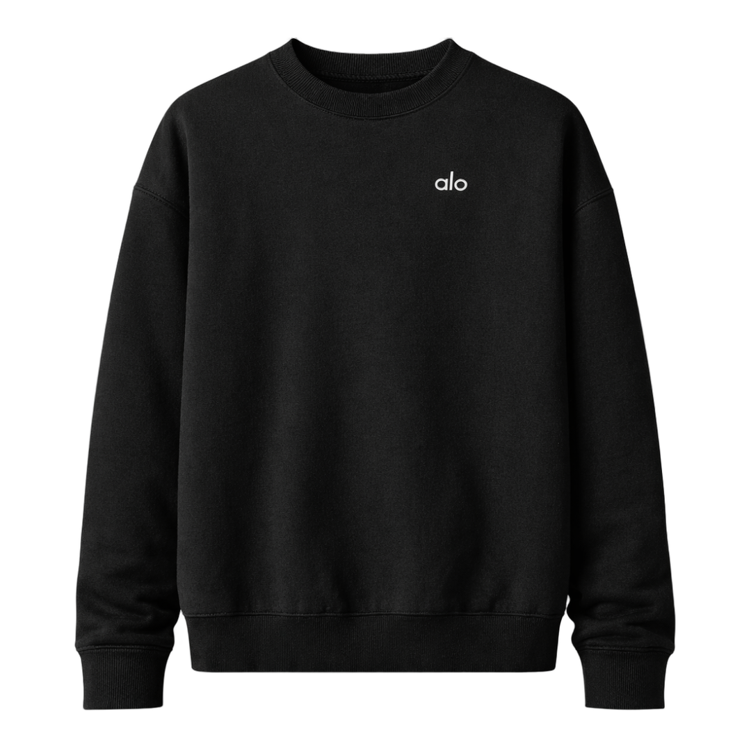 ALO YOGA ACCOLADE CREW NECK PULLOVER BLACK by Alo Yoga