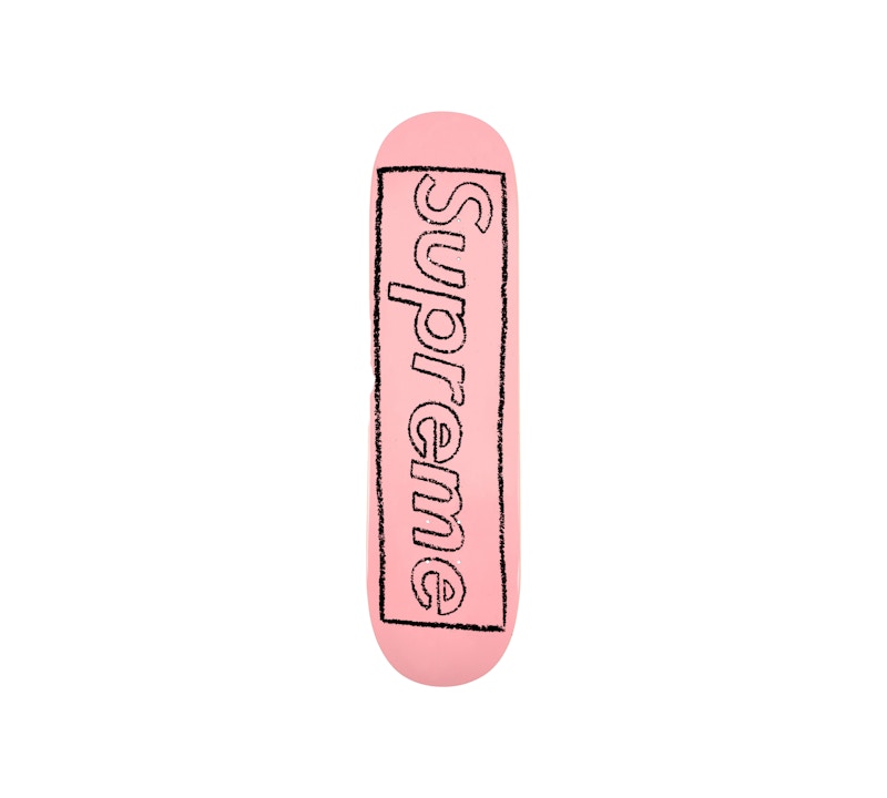 Supreme KAWS Chalk Logo Skateboard Deck Pink by KAWS