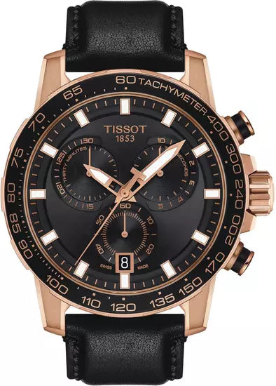 Men’s Tissot Supersport Chrono T125.617.36.051.00 Black & Rose Gold Leather Quartz Watch