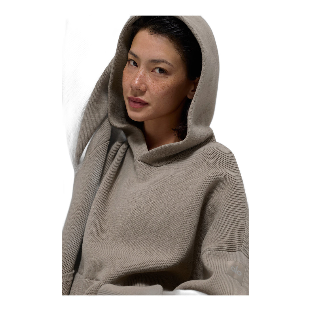 alo Scholar Hooded Sweater - Light Cocoa by Alo Yoga