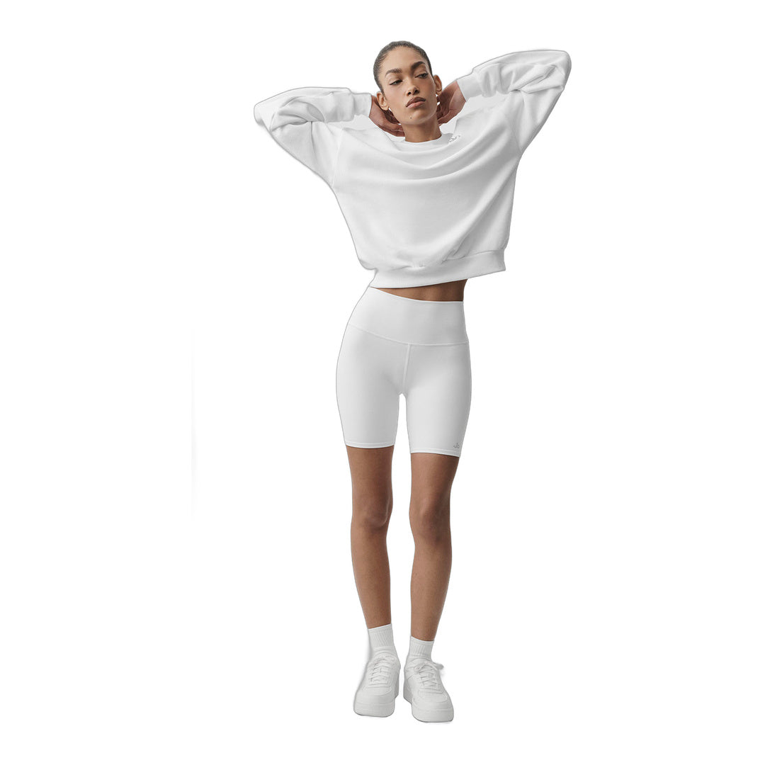 alo Accolade Crew Neck Pullover - White by Alo Yoga