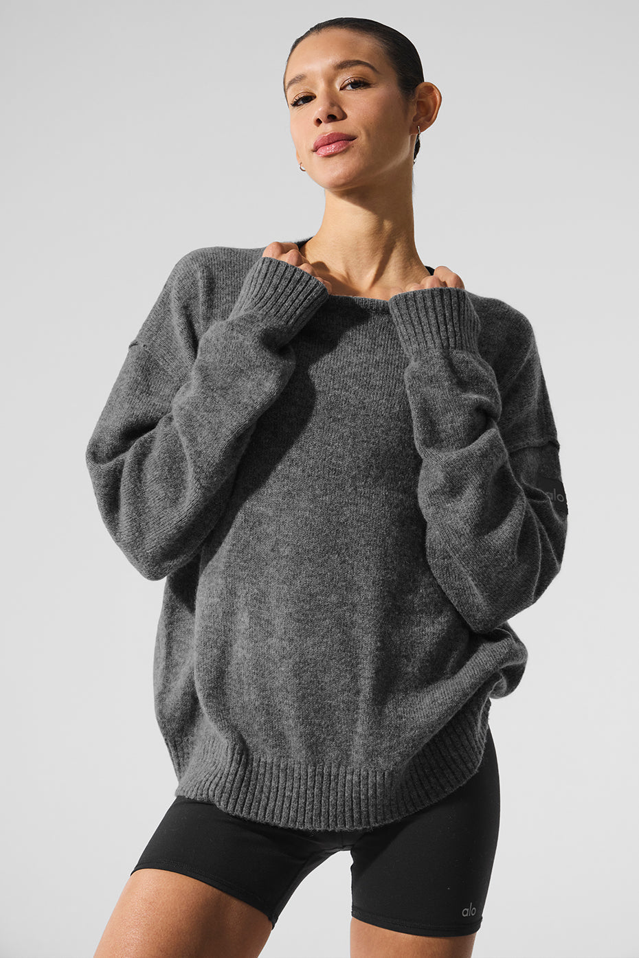 Unisex Wool Cashmere New Class Crewneck Sweater - Platinum Grey (U3045R)
