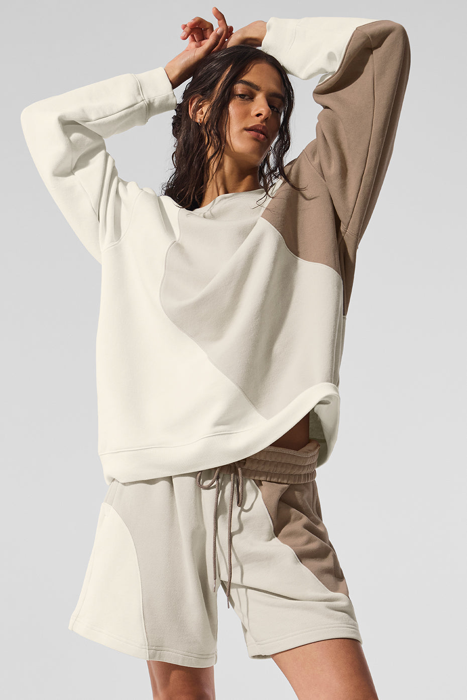Make Waves Crew Neck Pullover - Ivory/Bone/Gravel (U3048R)