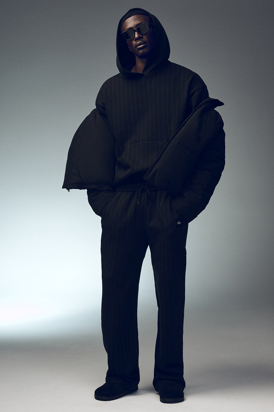 Pinstripe Straight Leg Sweatpant - Black Pinstripe (MENSU5023R)