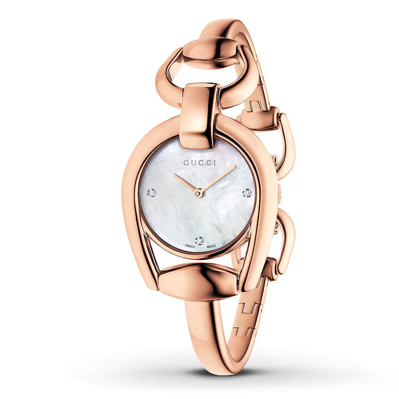 Ladies Gucci YA139508 Rose Gold PVD Horsebit Bangle Watch