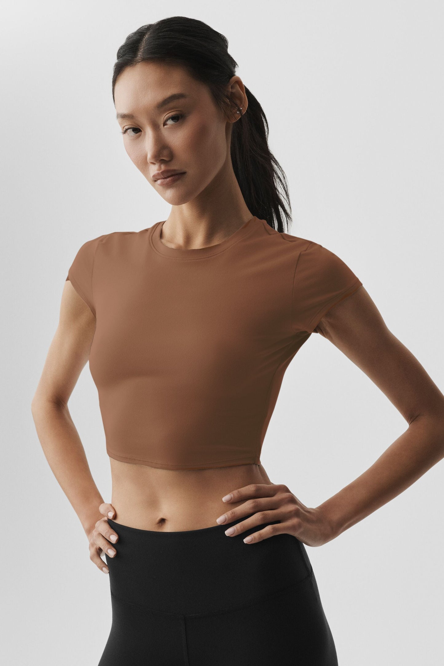 Alosoft Crop Finesse Short Sleeve - Sun Kissed Brown (W1406R)