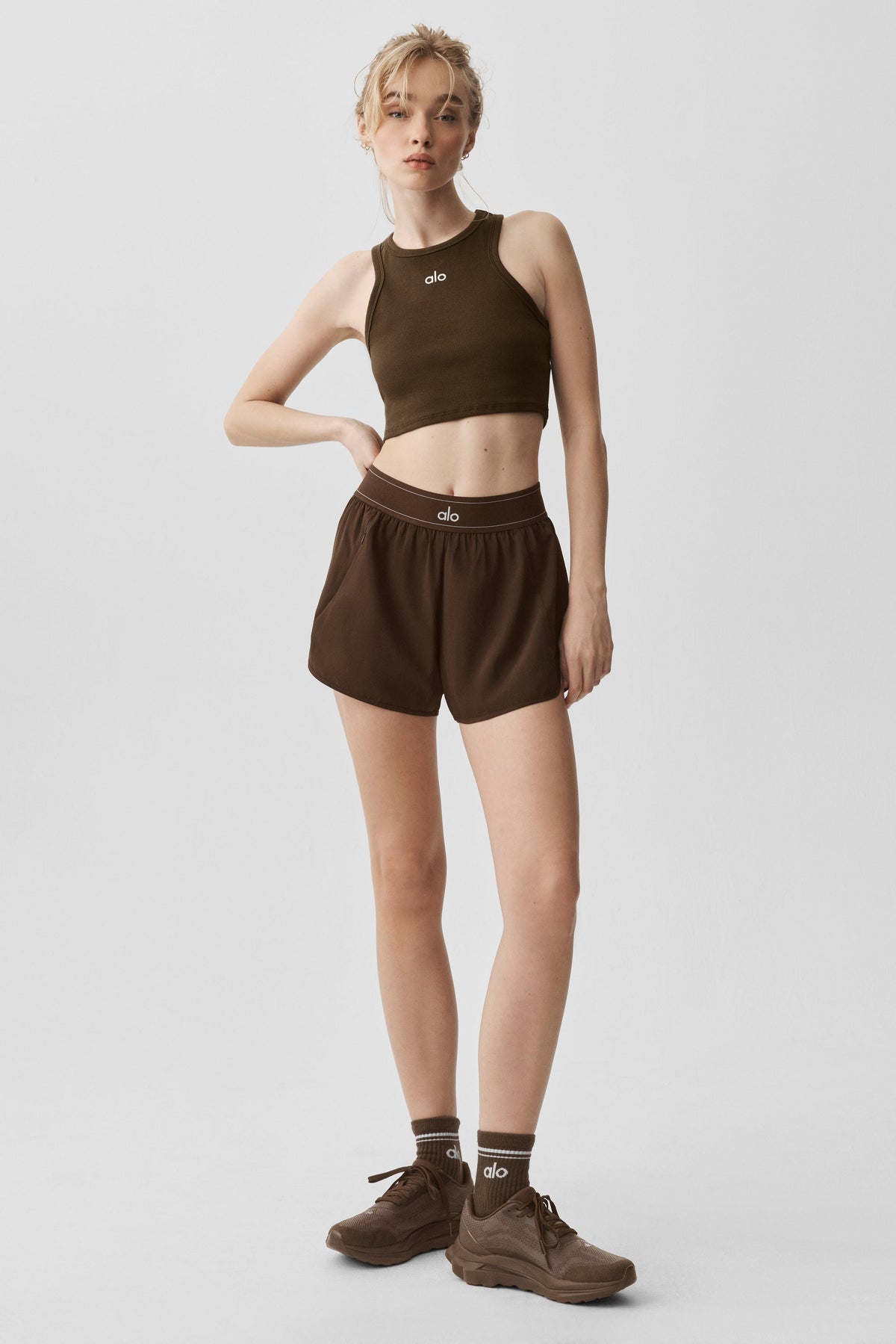 Alo Yoga Aspire Tank in Espresso/White, product image 5 of 5