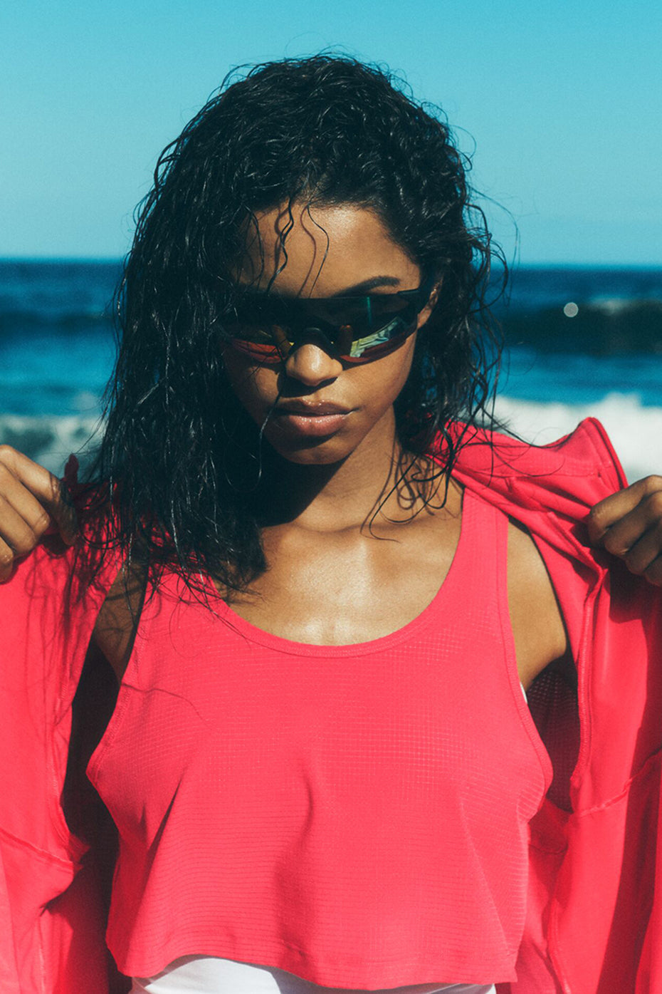 Cropped Sport Star Tank - Candy Red (W2785R)