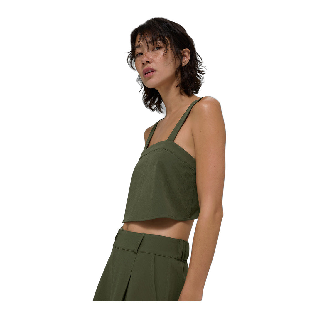 alo Cropped Dreamscape Tank - Green Olive by Alo Yoga