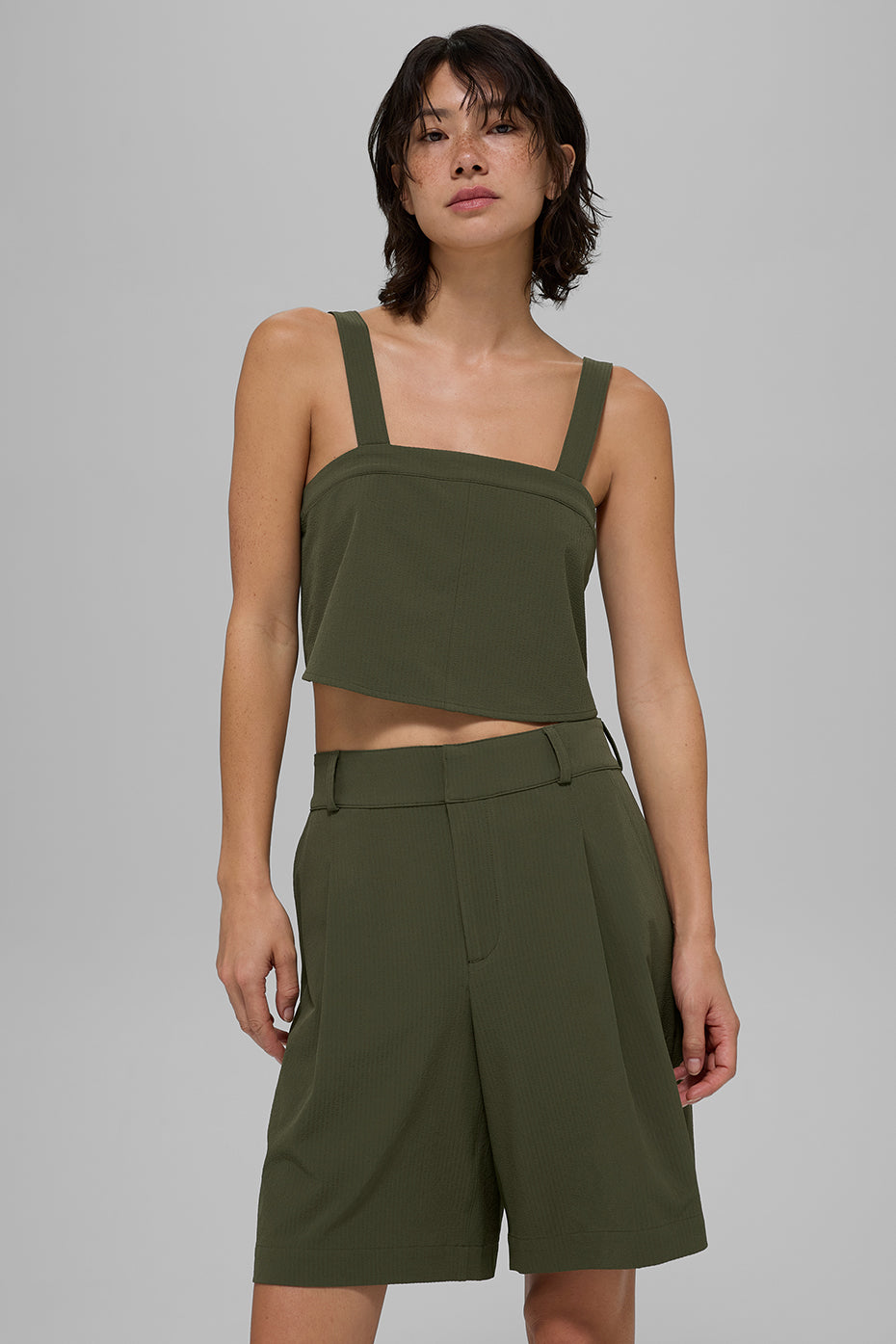 Cropped Dreamscape Tank - Green Olive (W2802R)