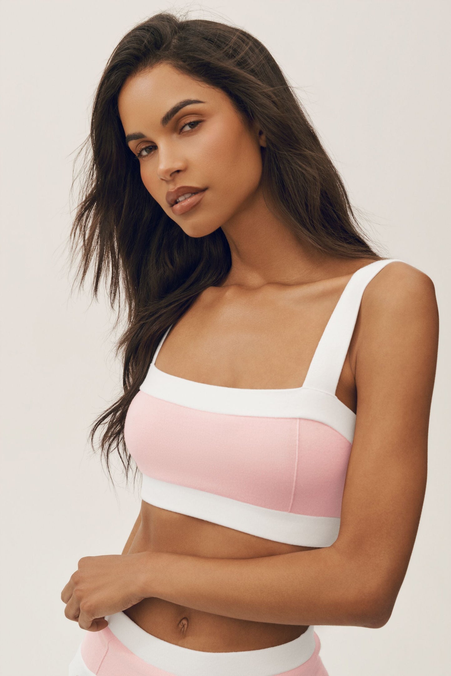 Cotton Cashmere Capri Dream Bra - Sundrenched Pink/White (W2844P)